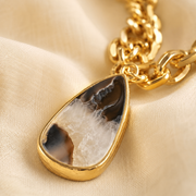 Ivory Marble Pendant Necklace in Gold