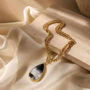 Ivory Marble Pendant Necklace in Gold