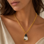 Ivory Marble Pendant Necklace in Gold