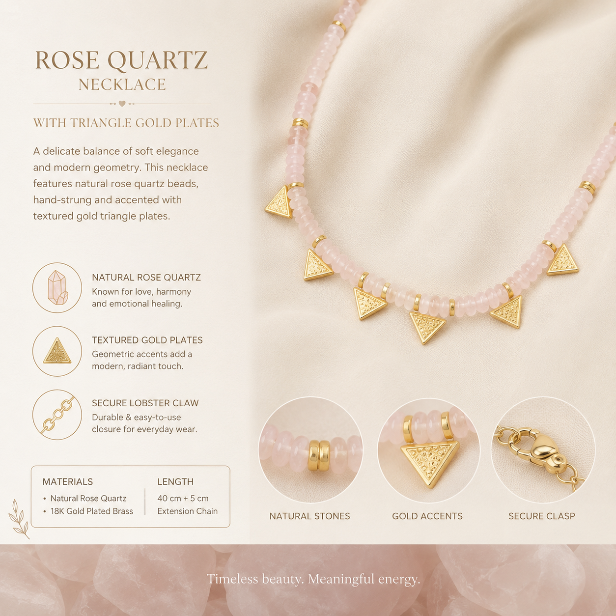Agate Necklace with Triangle Gold Plates