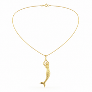 Mermaid Pendant Gold Necklace