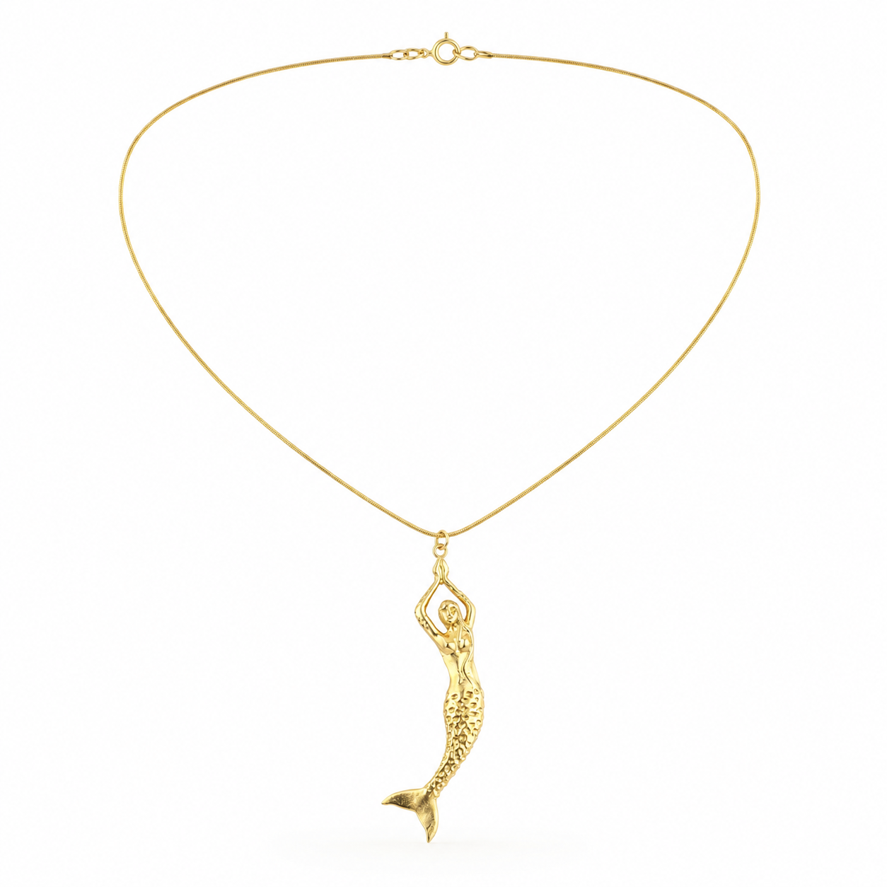 Mermaid Pendant Gold Necklace