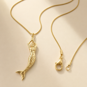 Mermaid Pendant Gold Necklace