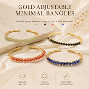 Minimal Adjustable Gold Bangles in Gemstones