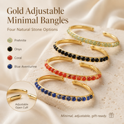 Minimal Adjustable Gold Bangles in Gemstones