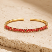 Minimal Adjustable Gold Bangles in Gemstones
