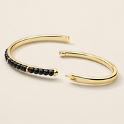 Minimal Adjustable Gold Bangles in Gemstones