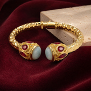Réa Sculptural Aquamarine Gold Bangle