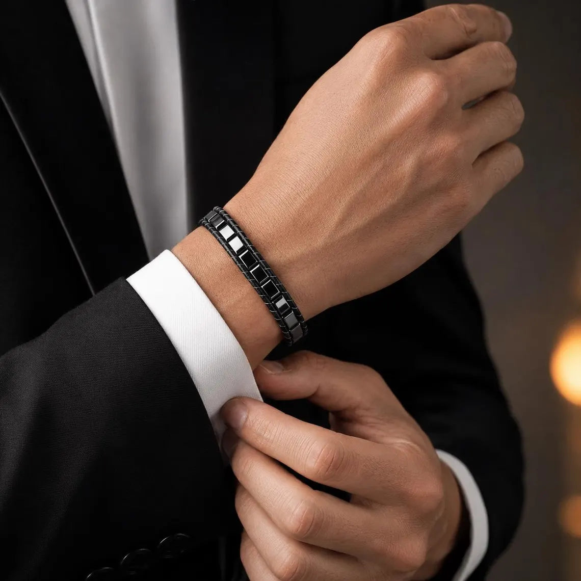 Maison Hematite & Genuine Leather Bracelet
