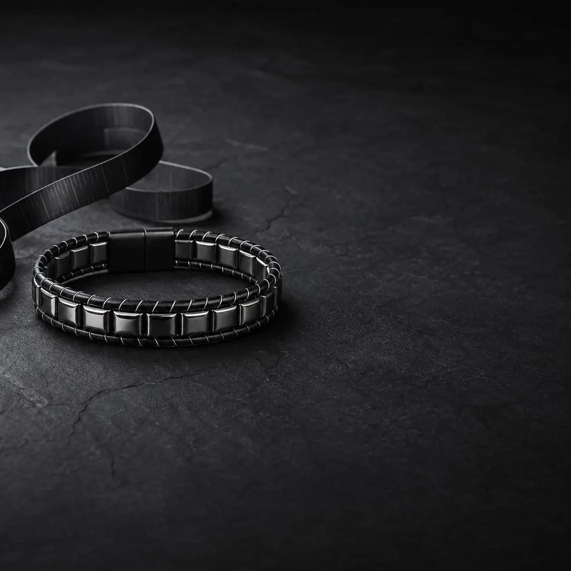 Maison Hematite & Genuine Leather Bracelet