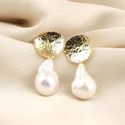 Gold Plated Baroque Pearl Earrings