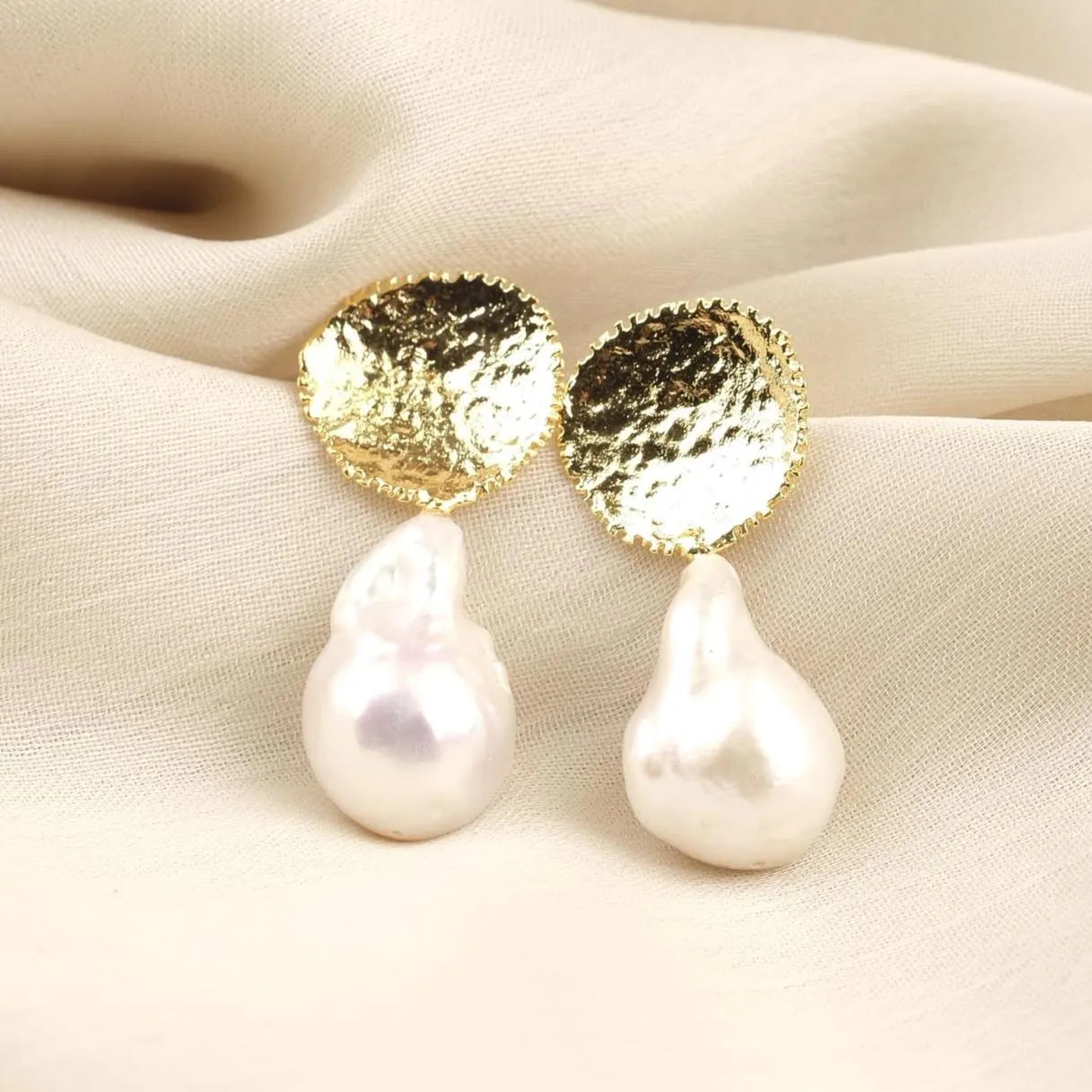 Gold Plated Baroque Pearl Earrings