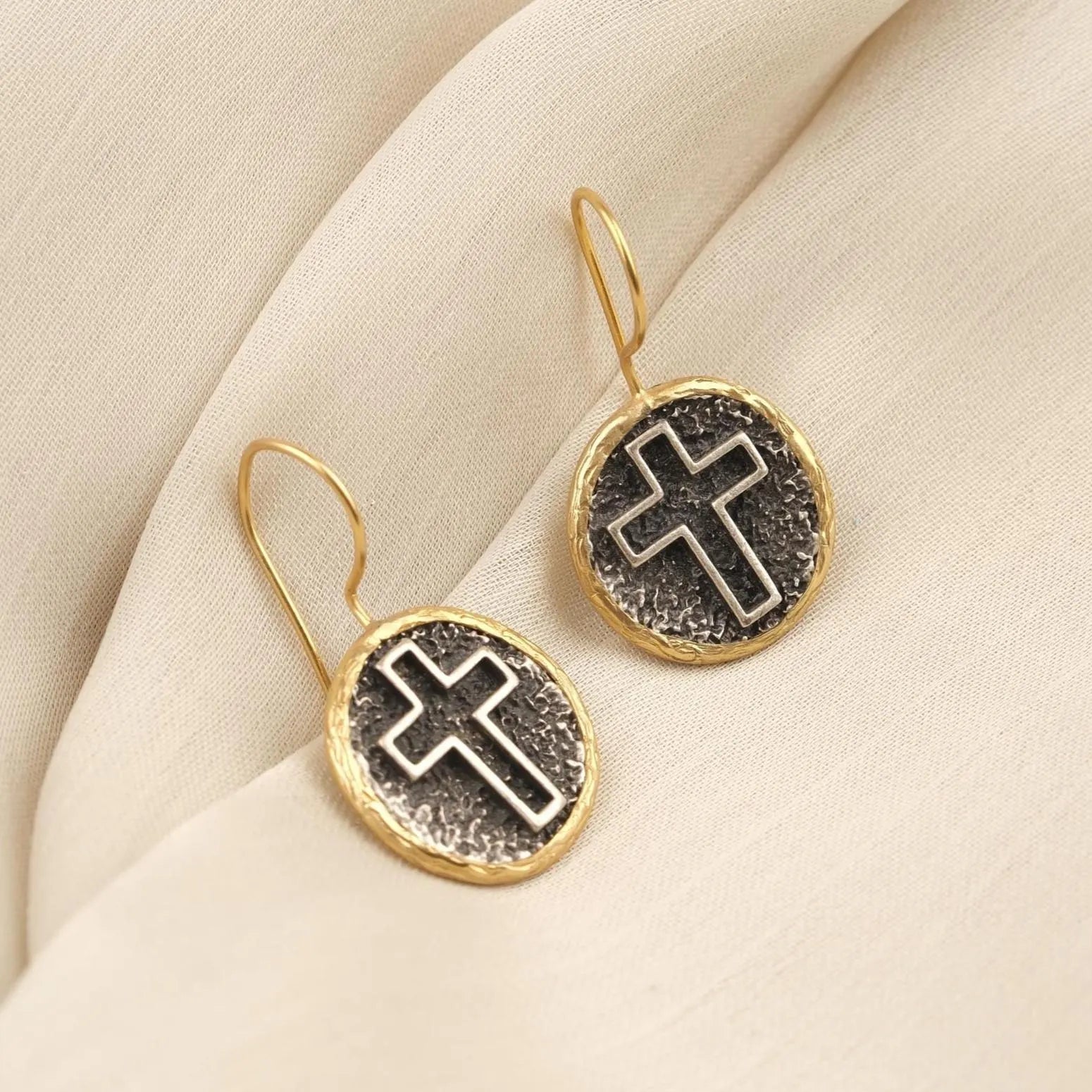 Gold Cross Earrings