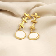 Sculptural Pearl Plated Gold Stud Earrings