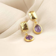Diamond Teardrop Drop Earrings Gold Plated Gemstones