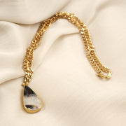 Ivory Marble Pendant Necklace in Gold