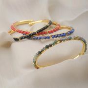 Minimal Adjustable Gold Bangles in Gemstones