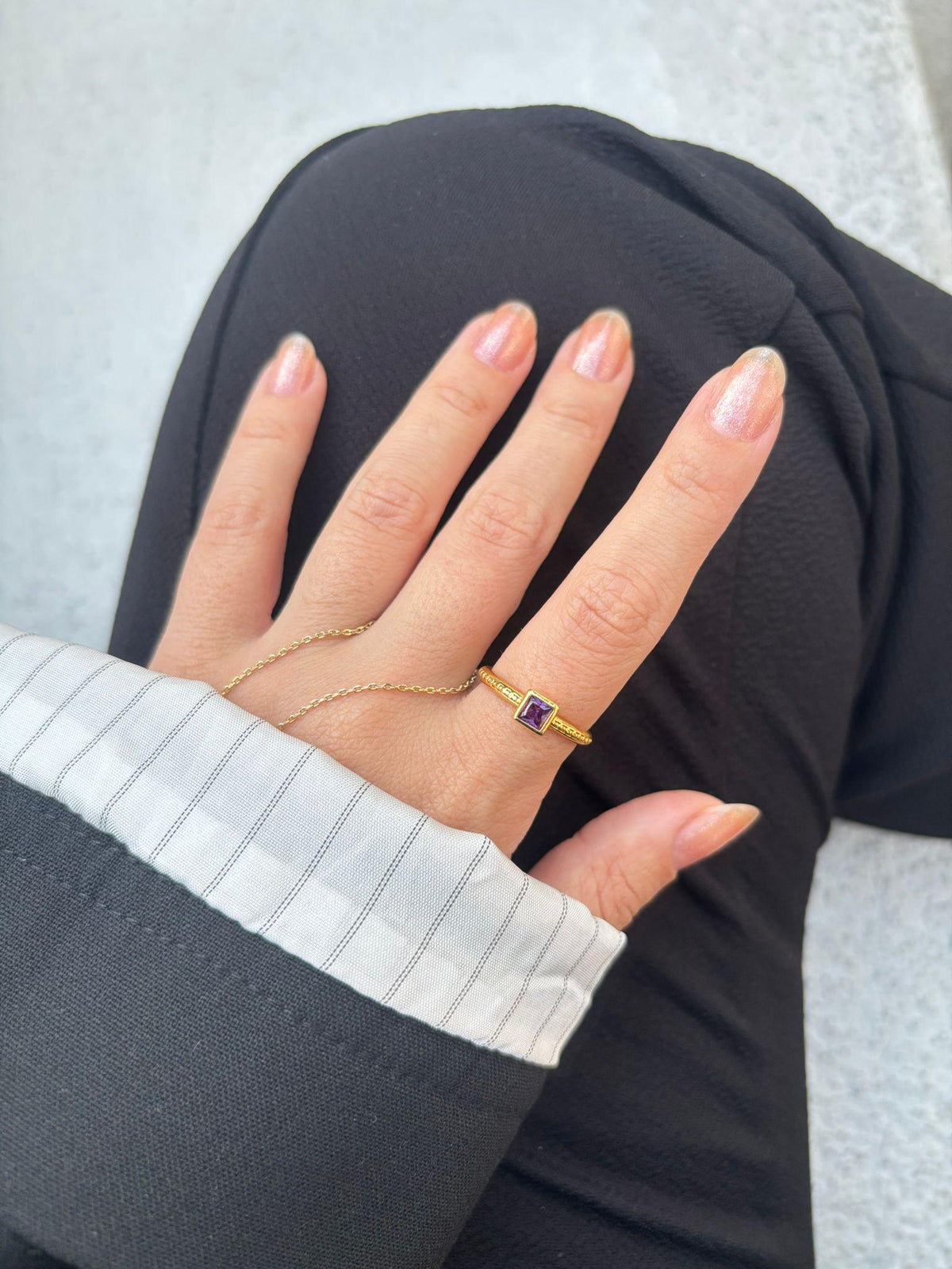 Square Purple Stone Gold Ring — image 2