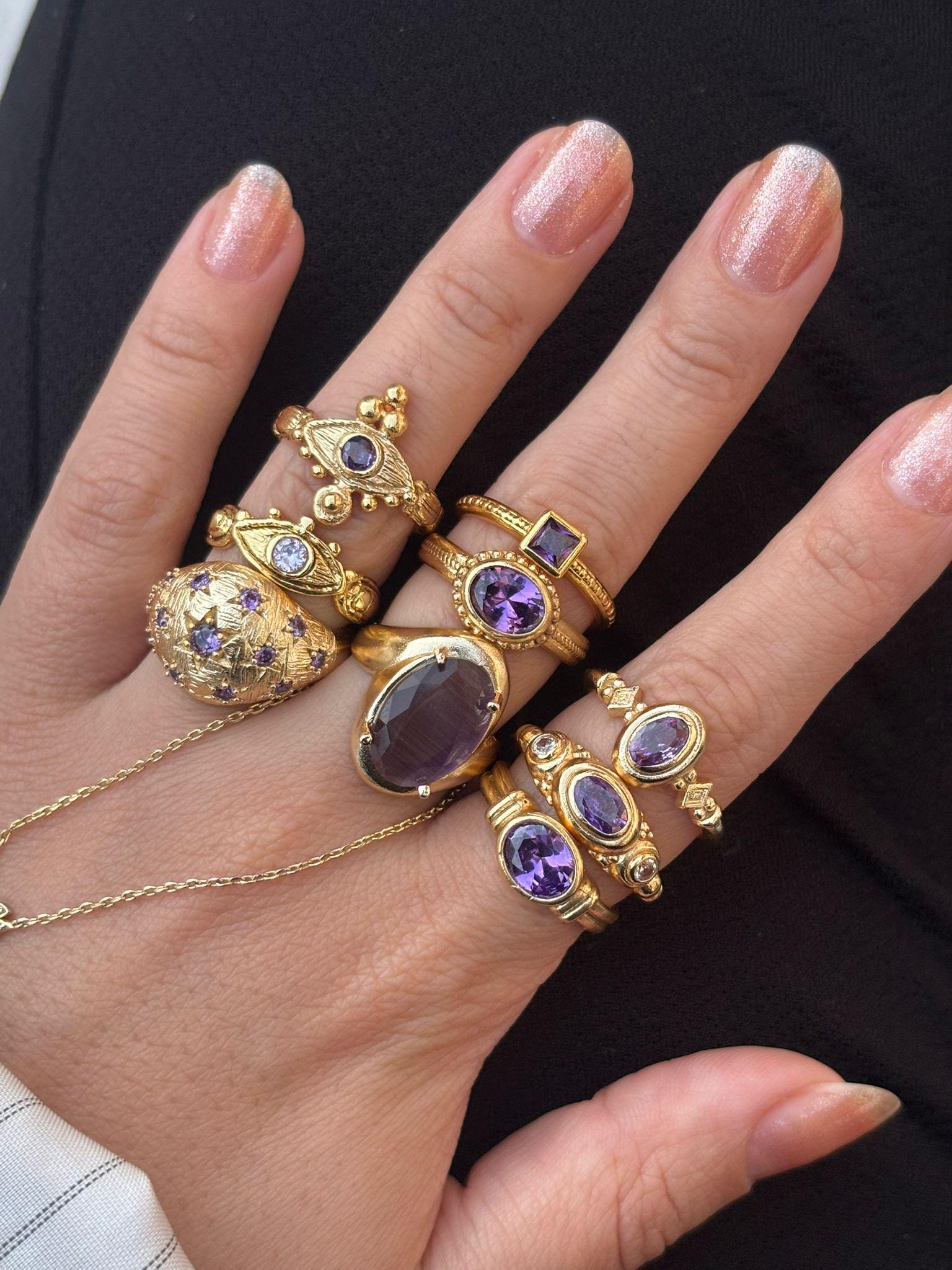 Square Purple Stone Gold Ring — image 6