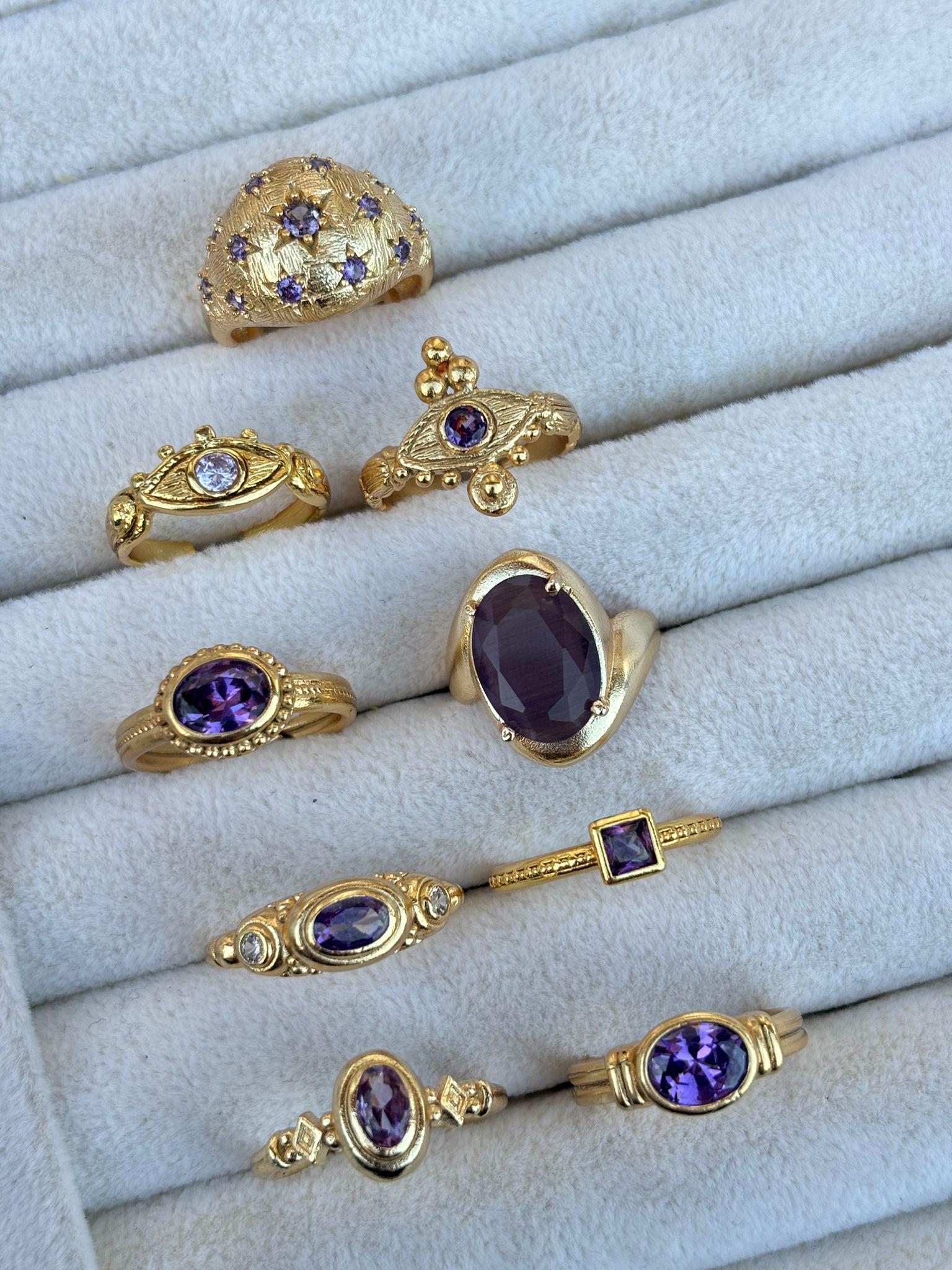 Square Purple Stone Gold Ring — image 5