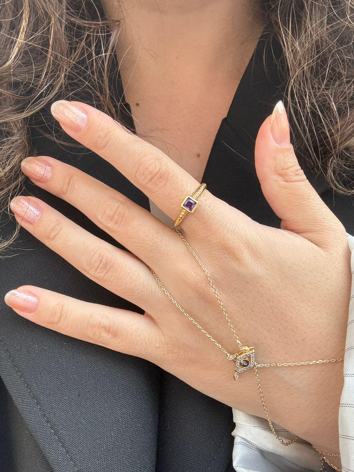 Square Purple Stone Gold Ring — image 1