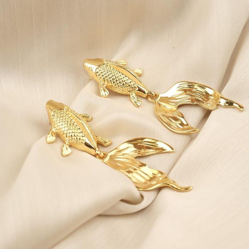 Koi Fish Gold Earrings — image 1