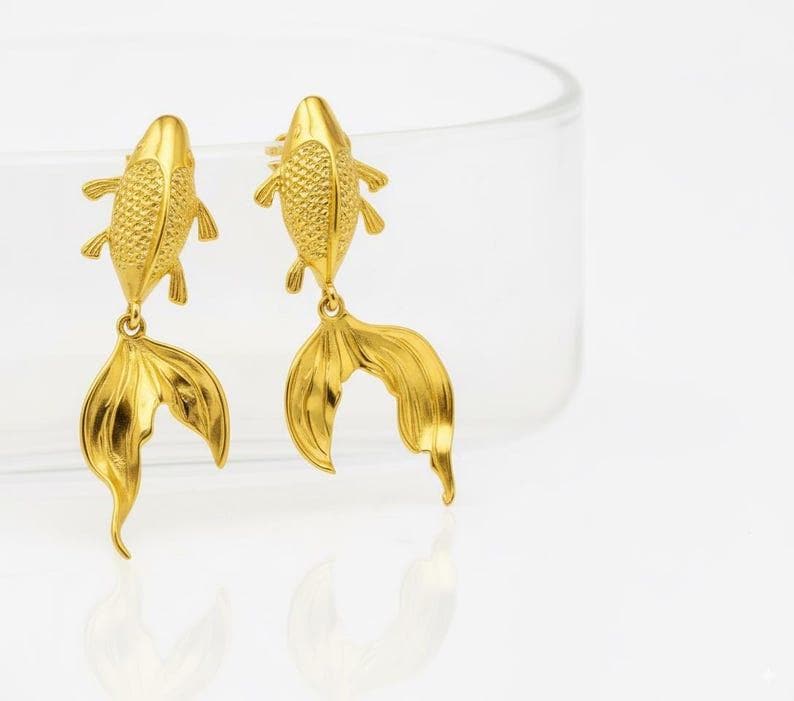 Koi Fish Gold Earrings — image 3