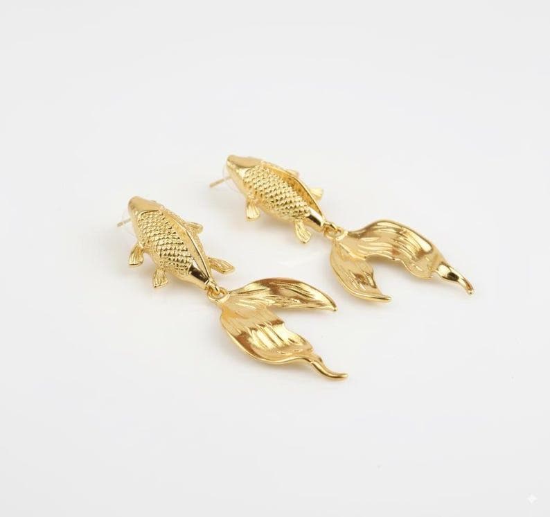 Koi Fish Gold Earrings — image 2
