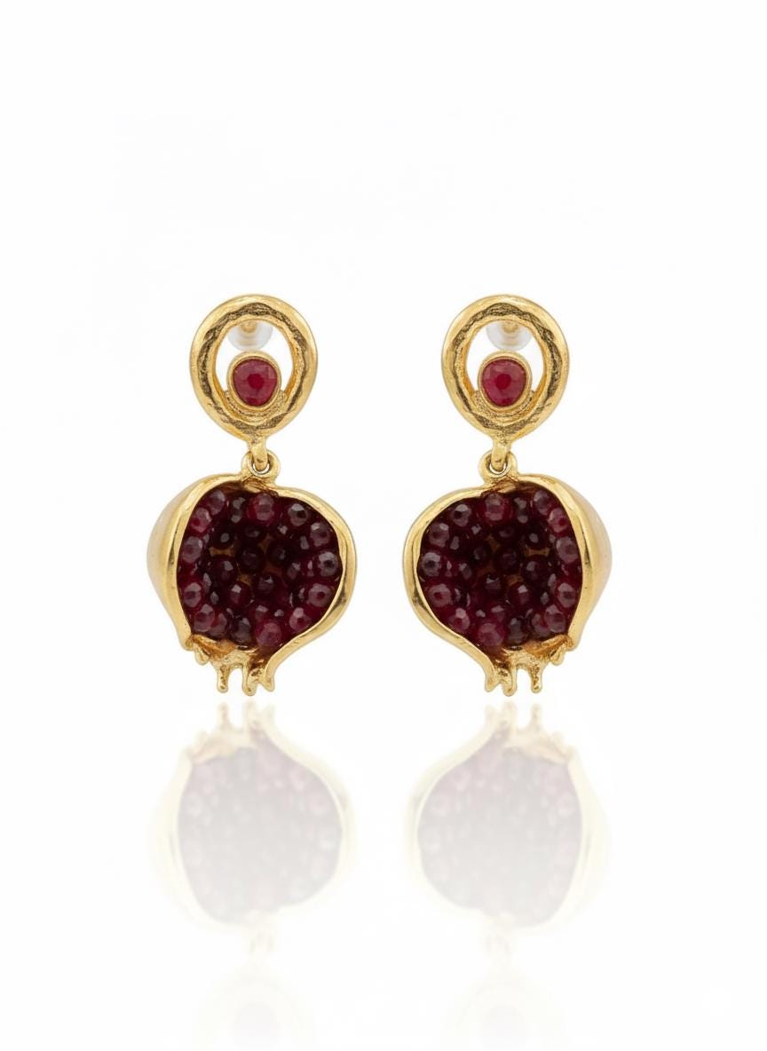 Pomegranate Jade Earrings – Vintage Style — image 1