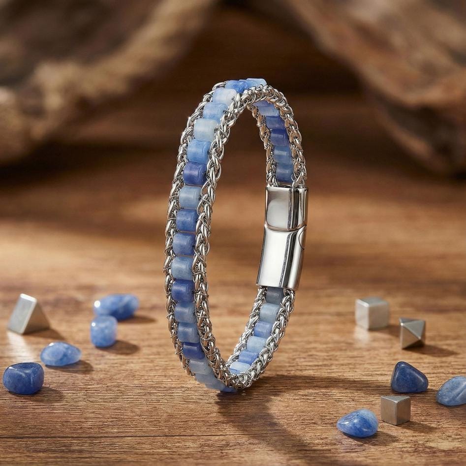 Blue Aventurine & Silver Chain Bracelet — image 5