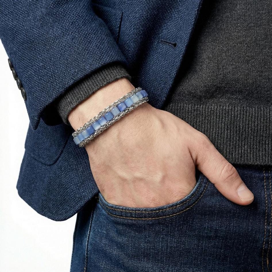 Blue Aventurine & Silver Chain Bracelet — image 2