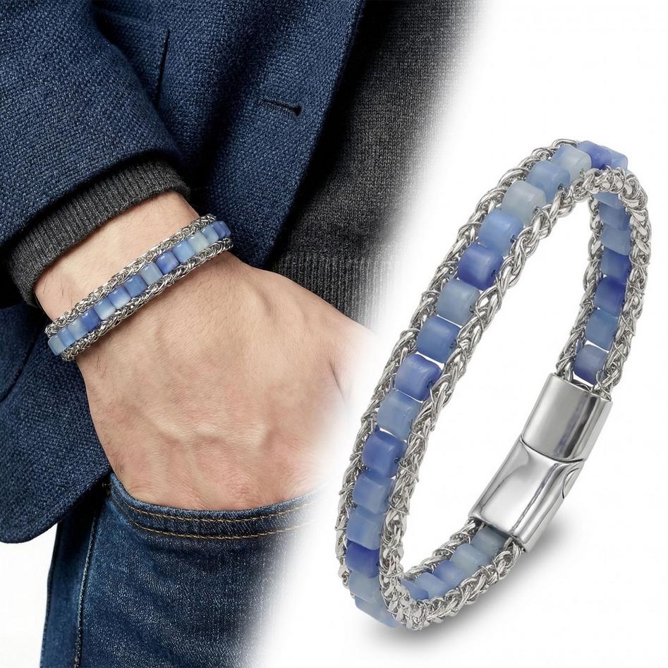 Blue Aventurine & Silver Chain Bracelet — image 1