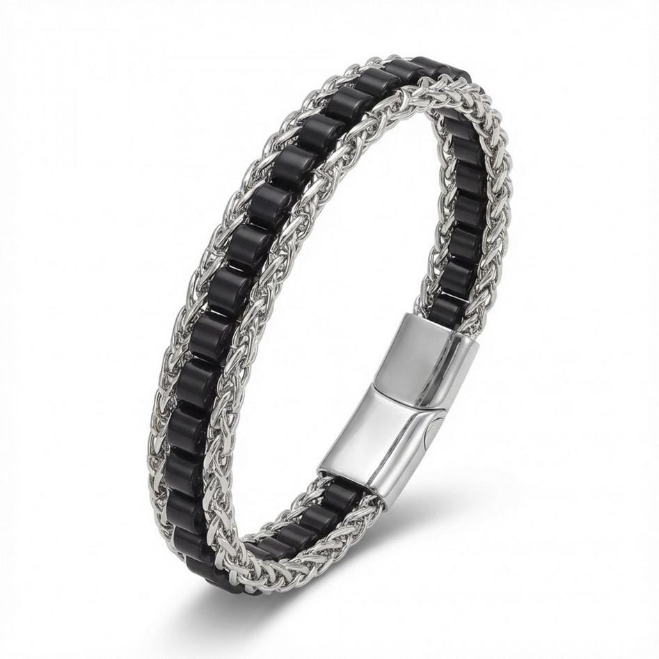 Black Onyx & Silver Chain Bracelet — image 3