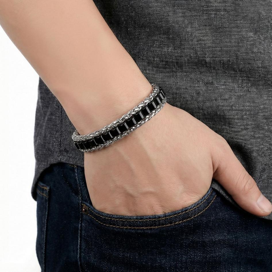 Black Onyx & Silver Chain Bracelet — image 5