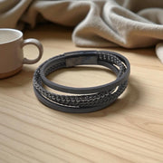 Hematite Beaded Leather Bracelet — image 8