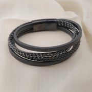 Hematite Beaded Leather Bracelet — image 3