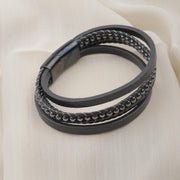 Hematite Beaded Leather Bracelet — image 6