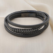 Hematite Beaded Leather Bracelet — image 7