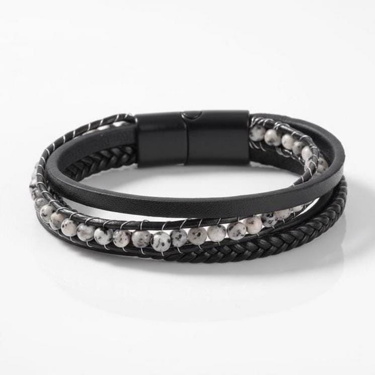 Moonstone Black Leather Bracelet — image 1