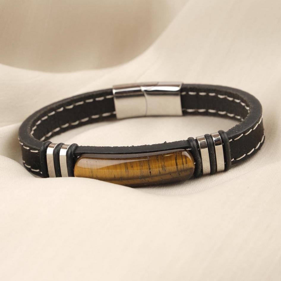 Tiger Eye Leather Bracelet — image 3