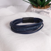 Navy Multi-Layer Leather Bracelet — image 3