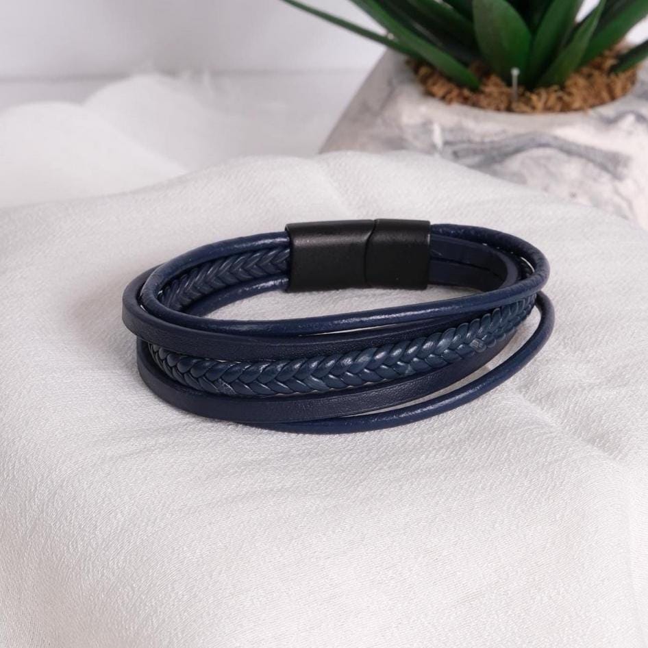Navy Multi-Layer Leather Bracelet — image 3
