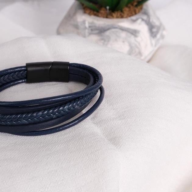 Navy Multi-Layer Leather Bracelet — image 6