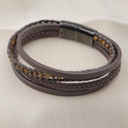 Tiger Eye Beaded Leather Bracelet — image 8