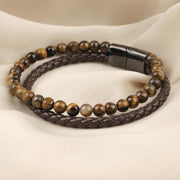 Tiger Eye Leather Beaded Bracelet — image 3