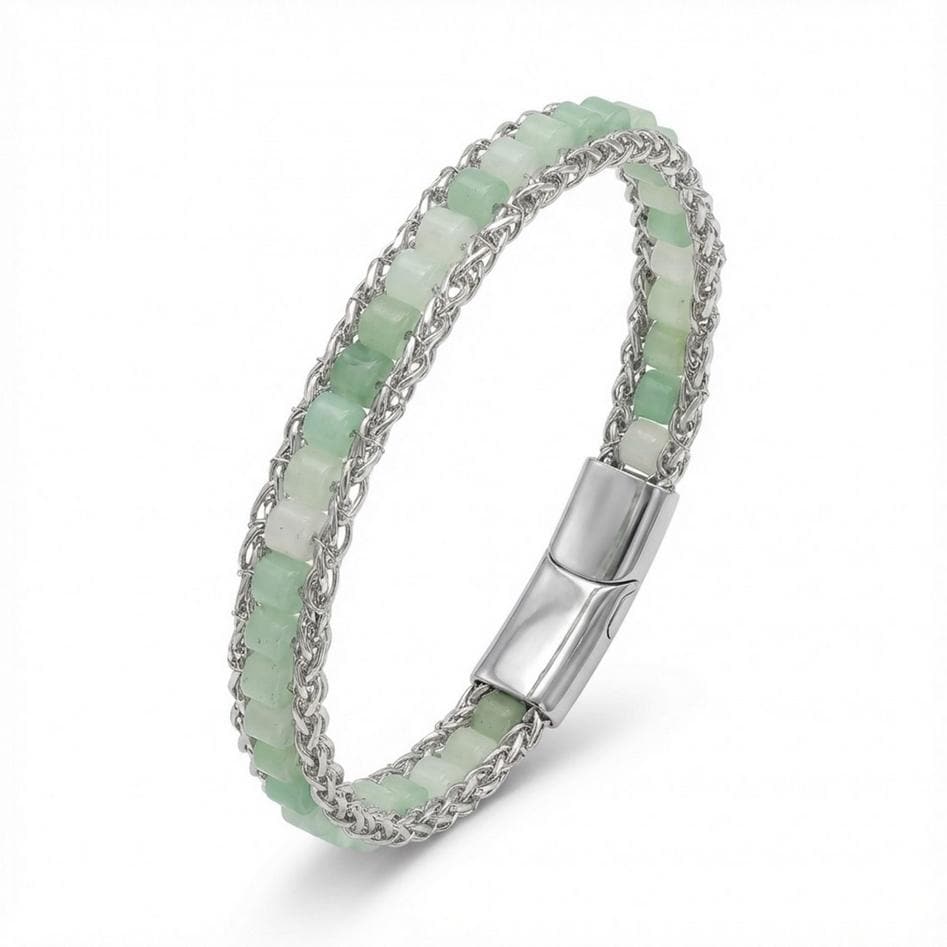 Green Aventurine Silver Beaded Bracelet — image 2