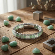 Green Aventurine Silver Beaded Bracelet — image 1