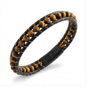 Tiger Eye Disc Bead Leather Bracelet — image 3