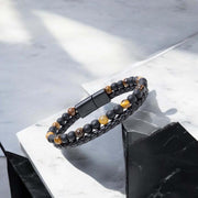 Matte Onyx & Tiger Eye Leather Bracelet — image 6