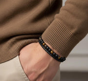 Matte Onyx & Tiger Eye Leather Bracelet — image 1